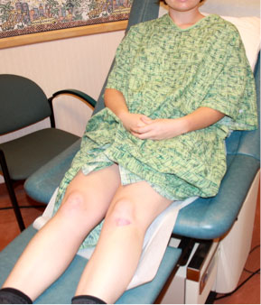 Forensic examination regional photo of a patient injury