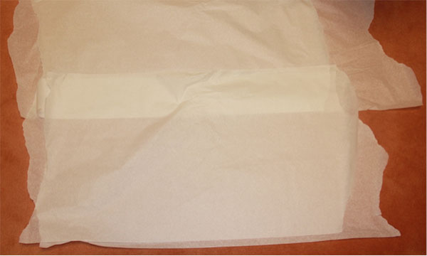 Forensic examination clothing collection photo showing second layer floor covering